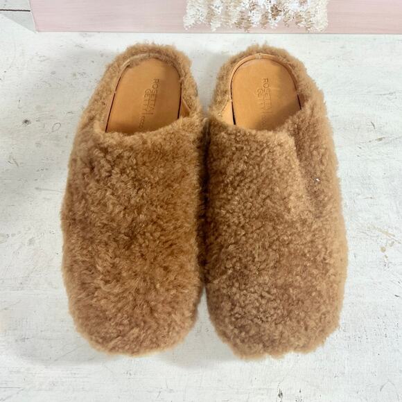 Rosetta Getty ECCO Slip-On Closed Toe Shearling Clog Slipper Toffee Women 38/7.5 - Picture 3 of 8